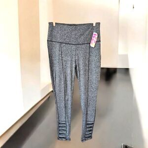 NWT SHOSHO SPORT Women's Charcoal Gray X pattern Full length Leggings Size XL